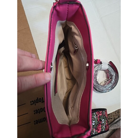 K. Carroll Ashley Crossbody Bag Purse Vegan Suede 2 Straps Guitar Floral - Picture 8 of 10